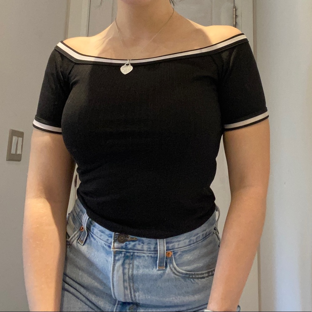 Off the shoulder black shirt